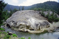 A volcanic rock with a hot spring.