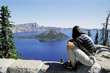 Wizard Island from shore.