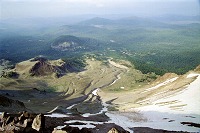 A view to a lava slope from the top