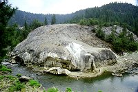 A volcanic rock with a hot spring