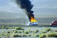 Motorhome on fire