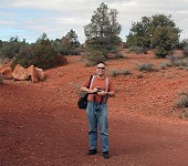 Hippo blends into a Sedona red dirt