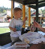 A snack on a train