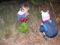 Kids with a toadstool