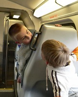 Tom and Filip on a train