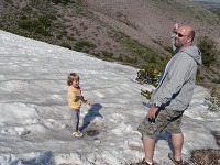 Lisa and Hippo in a snowball fight on 3rd of July