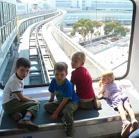 A pack of kids at the airport