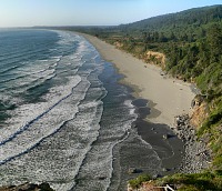 Northern California coast: multi-mile sand beaches