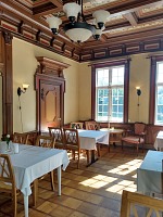 Mandal: jídelní hala historického hotelu Hald.