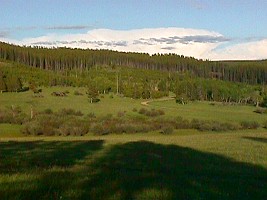 Eagle Park, MT: Pohled od mého nocležiště na východ